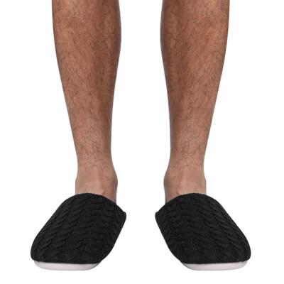 Mens Winter Indoor Outdoor Slippers Warm Slip on Cozy Bedroom House Shoes-image