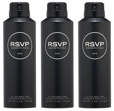 **PACK OF 3** Kenneth Cole RSVP for Men ALL OVER BODY SPRAY 6.0 oz NEW FREE SHIP-image