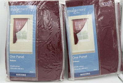 2x Mainstays Home One Single Panel Curtain Burgundy Marjorie 59