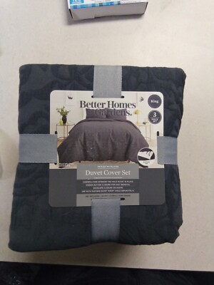 Better Homes Gardens 3piece Charcoal  Paisley  Matelasse Duvet Cover Set King -image