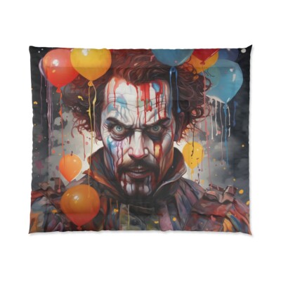 King Size Comforter Haunted House Clown Scary Horror Halloween Insane Metal Band-image