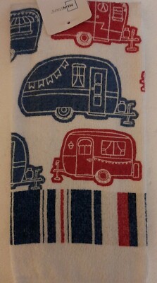 100% COTTON KITCHEN TERRY DISH TOWEL Red White & Blue Campers-image