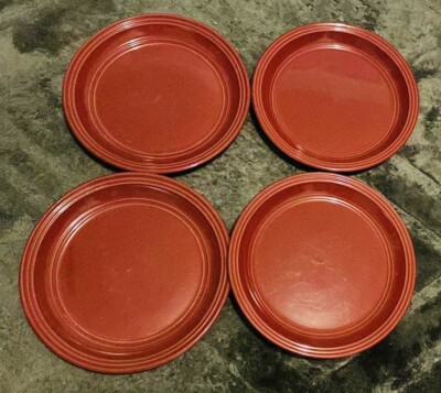 Mainstays Amelia Collection Sedona Red Stoneware - Lot of 4 SALAD PLATES ~ 8