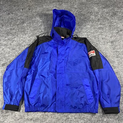 Vintage 90s Marlboro Adventure Team Blue Hooded Rain Wind Jacket Men’s Size XL-image