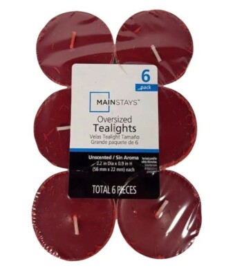 Mainstays Oversized Tealight Candles 6 Pack Red-image