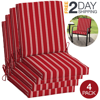 Outdoor Red Dining Chair Seat And Back Cushions Set of 4 For Patio Clearance New-image