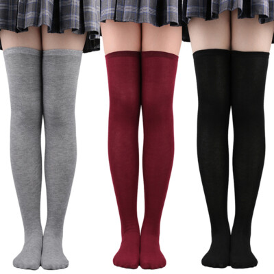 Women Long Socks Over Knee Thigh High School Girl Stocking Hosiery Nightclub-image