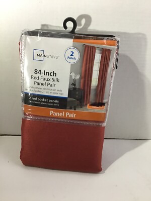 Mainstays 84” inch Red Faux Silk Panel Pair-image
