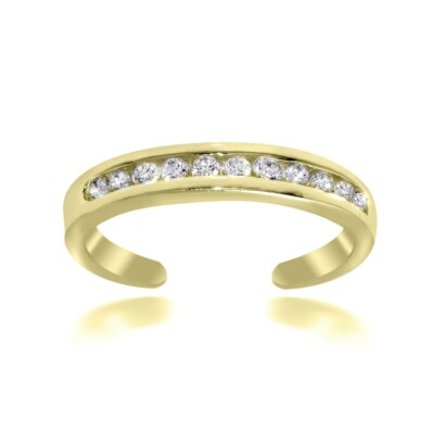 Gold Tone Over Sterling Silver Channel Set CZ Toe Ring-image