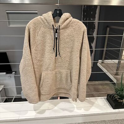 Pink Victoria Secret Sherpa Winter warm cozy baggy hoodie M Cream-image