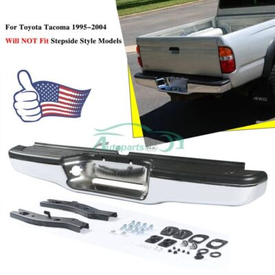For 95 96 97 98 99-2004 Toyota Tacoma Complete Rear Step Bumper Assembly Chrome-image