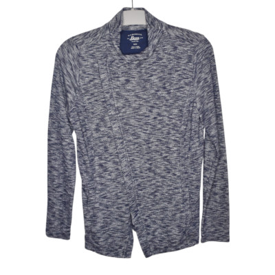 G.H. Bass & Co Grey Long Sleeve Heathered Knit Open Front Moto Cardigan Small-image