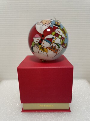 Pier 1 Imports Li Bien Glass Hand Painted Ornament Santa Snowmen Family 2008-image