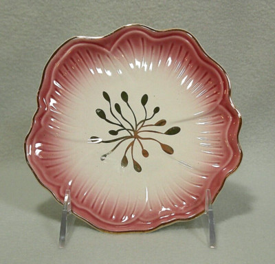 Pier 1 Stoneware Appetizer Salad Dessert Plate Pink Floral With Gold Trim 6
