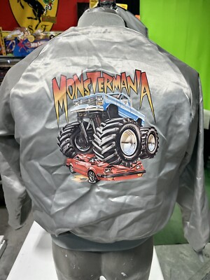 VINTAGE SINGLE STITCH 1988 MONSTER JAM MONSTERMANIA WIND BREAKER MED USA-image