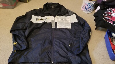 Vintage Makaveli Branded Tupac Track Jacket Wind Breaker Black Elvis XL Rare -image