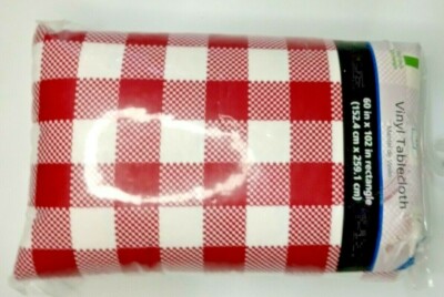 Mainstays Vinyl Tablecloth  Red squares   Mantel de Vinilo cuadros rojos -image