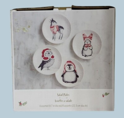 Pier 1 Holiday Salad Plates Animal Designs 8.7