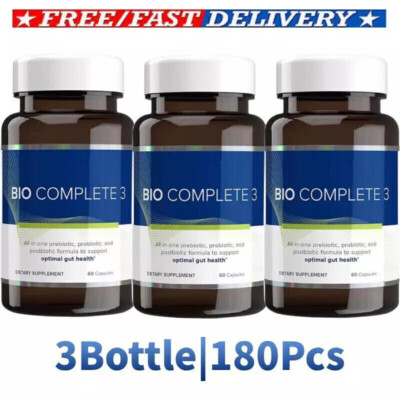 Bio Complete 3 Capsules 60 Count Prebiotic Probiotic Postbiotic Supplement 3Pack-image