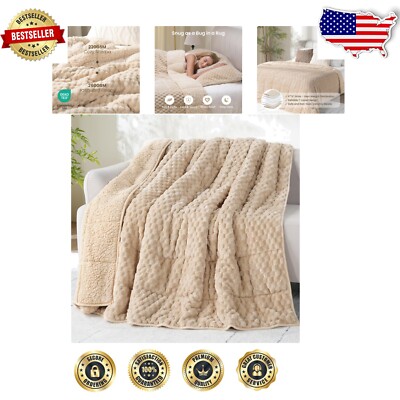 Machine Washable 15 lbs Twin Weighted Blanket - Natural Sleep Aid & Gift-image