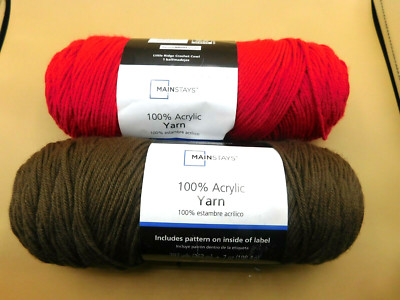2 SKEINS OF MAIN STAYS YARN, RED & BROWN, 7 OZ EACH-image