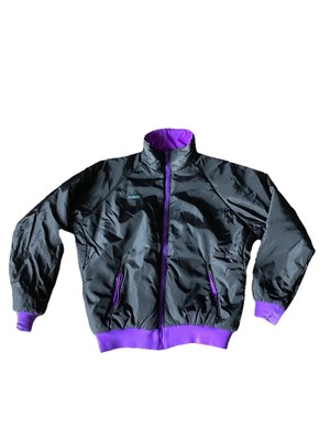 Vintage Columbia Jacket Mens Size Large Purple Black Reversible Puffer Coat 90s-image