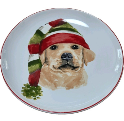 Pier 1 Imports Christmas Puppies Plate 7.75