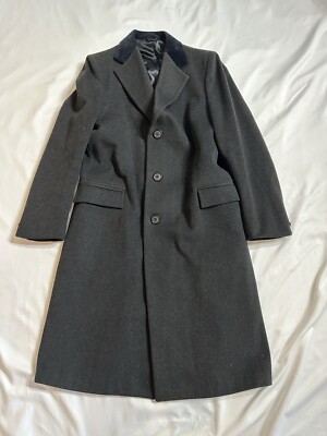 Overcoat Peacoat Mens Size 40 Black Vtg Michel Robichaud Wool Cashmere Blend-image