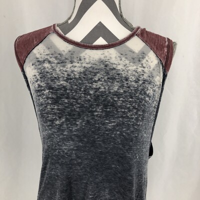 Soft & Cozy Lifestyle by Poof Blue Red Ombré Short Sleeve Tank 223117 Medium-image