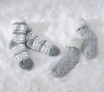 Cuddl Duds Faux Sherpa Cozy Lined Socks Set of 2-Grey-One Size A344017 NEW-image
