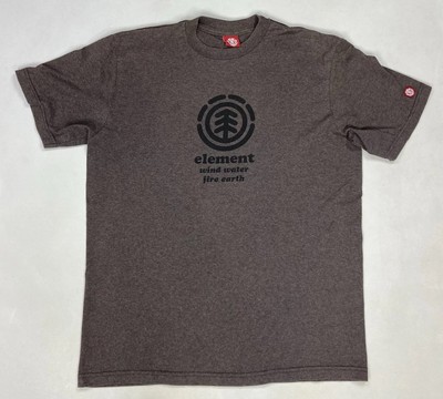 Vintage Element Wind Water Fire Earth Graphic T-shirt Men Large Brown-image