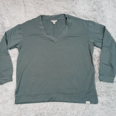 Orvis Mens Sweatshirt Green S Logo V Neck Cozy Soft Comfort Casual-image