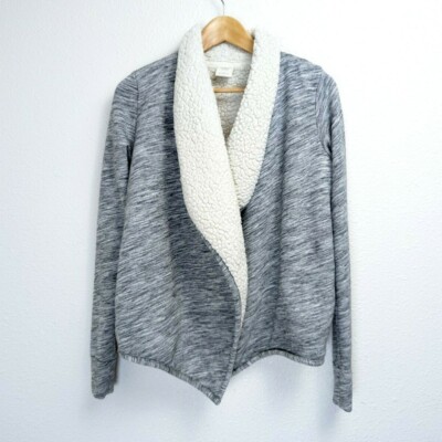 Abercrombie Fitch Womens Small Size S Gray Open Jacket Faux Fur Cozy Comfort-image