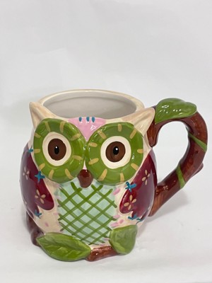 Pier1 Imports Olli The Owl Large 3D Hand-Painted Mug 16 oz Coffee Mug-image