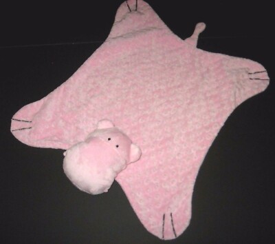 Pink Hippo Security Blanket Baby Lovey Plush Minky Dot Comfy Cozy Soft Toy-image