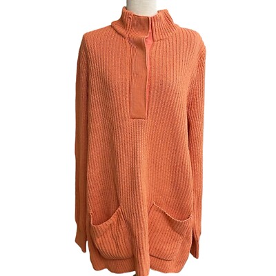 Soft Surroundings  XL Sweater Orange Rust  Long Chunky Knit Fall Cozy-image