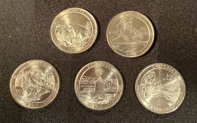 2011 Complete P Mint ATB QUARTER 5 Coin Set from Uncirculated Bank Rolls w Flips-image