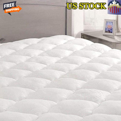 Rayon Bamboo Mattress Pad Queen Extra Plush Cooling Topper Breathable Cozy New-image