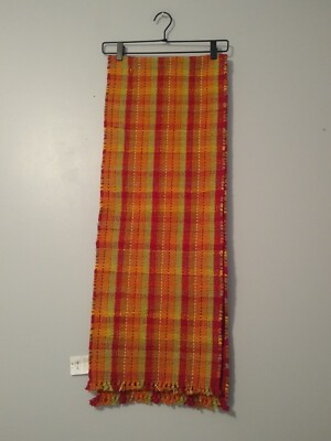 Pier 1 Table Runner Woven 13x72 Textured Multicolored Bright Colors Fringe -image