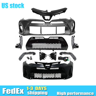 Complete Front Bumper Upper Grille Fog Light Fit 2017-2019 Toyota Corolla SE XSE-image