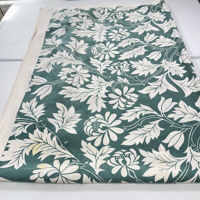 vintage D11 design imports tablecloth india green floral block print cotton 90s-image