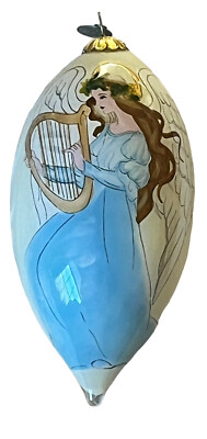 Pier 1 Imports Li Bien Reverse Painted Glass Ornament Teardrop Angel 2015 5”-image