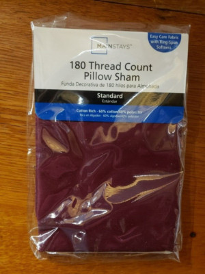 Mainstays Pillow Sham 180 Thread Count Standard Size Bordeaux Color-image