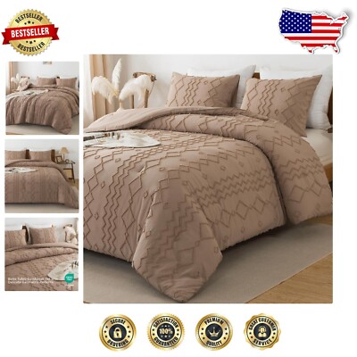 Cozy Bohemian California King Comforter Set - Microfiber & Geometric Design-image