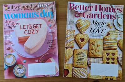 TWO Valentines Day Magazines Woman's Day Better Homes & Gardens Pies-image