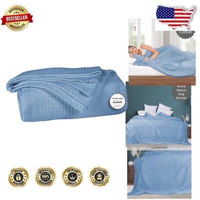 Versatile Waffle Weave Blanket - King Size, Lightweight Cotton for Cozy Living-image