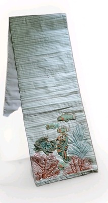 Pier1 Imports Beaded Table Runner Beach Sea Life Coastal Ocean Embroidered 72×13-image