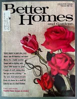 VTG Better Homes & Garden Magazine Feb 68 Mid Century Retro Decor-image