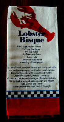 Design Imports DII Dish Tea Towel Lobster Bisque Recipe, Made in India, Cotton-image