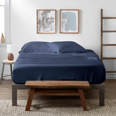 Becky Cameron 4-Piece Navy Solid 300 Thread Count California King Sheet Set-image